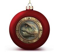 Dinosaur's Head Old Ship Porthole Christmas Ball Ornaments Shatterproof Hanging Red Xmas Tree Balls for Christmas Tree Decoration Holiday Wedding Party