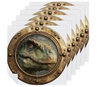 Dinosaur's Head Old Ship Porthole Cloth Napkins Set of 6, Square Premium Reusable Washable Polyester Table Linen Napkin for Dinner Party