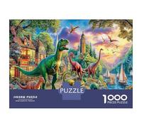Dinosaurs in Forest 1000 Piece Jigsaw Puzzle Prehistoric Landscape Puzzle for Adults Recycled Cardboard Educational Game Challenge Fun Home Activity Great Gift for Family Lovers Cognitive Development