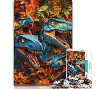 Dinosaurs in The Fallen Leaves 1000 Piece Jigsaw Puzzle for Adults Teens,Decompressing Intellectual Educational Toy Secret Santa Gifts 38x26cm