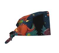 Dinosaurs in The Starry Sky Prints Cleaning Working Cap Chef Hat for Women and Men, for Surgical, Nursing Black