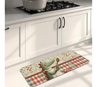 Dinosaurs Kitchen Mats for Floor, Playful Alligator Illustration Soft Mats, Cushioned Comfort Washable Non Slip Decor Rugs for Kitchen Sinks Laundryroom Bathroom 16x47 Inch