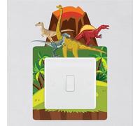 Dinosaurs Light Switch Surround Sticker Nursery T-Rex Dinos Volcano Childrens Decal Wall Art Sticker Vinyl Kids Boys Girl Bedroom Room Decor