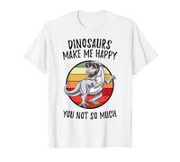 Dinosaurs Make Me Happy You Not So Much Value Graphic T-Shirt, Men, White, L