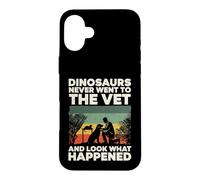 Dinosaurs Never Went To The Vet Retro Silhouette Case for iPhone 16 Plus