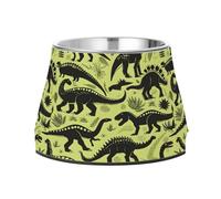 Dinosaurs Of Different Dog Raised Bowl, 540 ML Feeding Food Pet Bowl Stainless Steel Non-slip High Capacity Cat Bowl