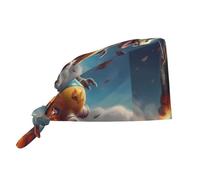 Dinosaurs on The Rockets Pattern Cleaning Working Cap Chef Hat for Women and Men, for Surgical, Nursing Black