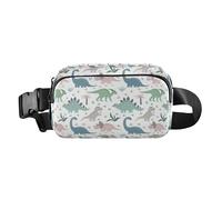 Dinosaurs Palm Trees Footprints Cute Waist Bag Fanny Pack for Men Women Large Capacity Crossbody Passport Bag with Adjustable Strap for Shopping Sports Work, Dinosaurs Palm Trees, One Size