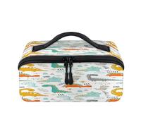 Dinosaurs Pattern Travel Makeup Bag Portable Cute Cartoon Dinosaurs Waterproof Pouch Open Flat Toiletry Bags Toiletries Cosmetics Traveling Organizer for Women Men