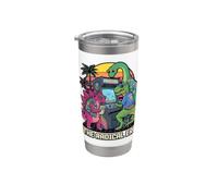 Dinosaurs Playing Arcade Retro 80s Gaming Graphic Stainless Steel Insulated Tumbler