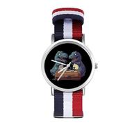 Dinosaurs Playing Chess Casual Nylon Braided Strap Watch Unisex Non-Scale Wristwatch Easy Read Analog Watches