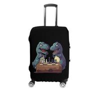Dinosaurs Playing Chess Printed Luggage Cover Washable Suitcase Protector Fits 19-32 Inch Funny Travel Accessories