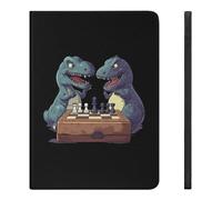 Dinosaurs Playing Chess Printed Tablet Cases Compatible with iPad Series Pencil Holder Slim Trifold Stand Protective Cover