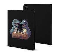 Dinosaurs Playing Chess Printed Tablet Cases Compatible with iPad Series Pencil Holder Slim Trifold Stand Protective Cover