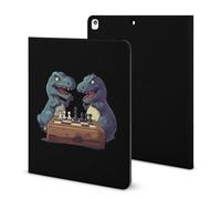 Dinosaurs Playing Chess Printed Tablet Cases Compatible with iPad Series Pencil Holder Slim Trifold Stand Protective Cover