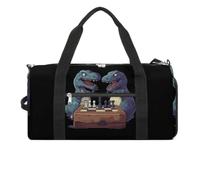 Dinosaurs Playing Chess Travel Duffle Bag with Shoes Compartment
