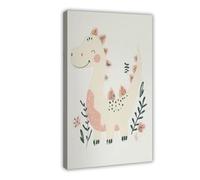 Dinosaurs Playing in The Sea of Flowers Canvas Poster Wall Art Decor Print Picture Paintings for Living Room Bedroom Decoration 24x36inch(60x90cm)
