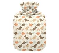 Dinosaurs Rainbows Beige Hot Water Bottle with Cover for Pain Relief Feet and Bed Warmer for Arthritis, 1L
