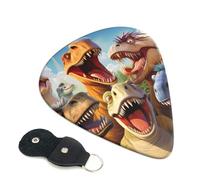 Dinosaurs Selfie Guitar Picks 6 Pcs, 0.46mm Thickness Celluloid Plectrum with Leather Picks Holder, Personalized Guitar Pick for Bass Electric Acoustic Guitars Lovers Gift
