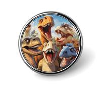 Dinosaurs Selfie Lapel Pin Fashion Brooch Pin Cute Button Badges Round Button Pins Enamel Pins Metal Pins back for Hat Shirt Clothing Bags Decoration