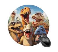 Dinosaurs Selfie Mouse Pad Funny Round Mousepad Anti-Slip Rubber Mouse Mat Laptop Desk Accessories 7.8 X 7.8 Inch for Office and Home Use