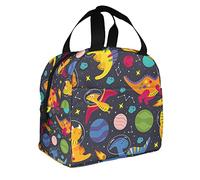 Dinosaurs Soft Lunch Bag Space Planet Universe Planet Cartoon Cute Animals Outer Space Galaxy Large Lunch Box for Men Women Boys Girls
