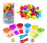 Dinosaurs Sorting Toys - Colour Sorting Toys for Toddlers 58-Piece Montessori Counting Dinosaur Toys with Matching Sorting Cups Dices and Tweezers, Educational Learning Toys for 3 4 5 Years Old