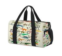 Dinosaurs Sports Duffel Bag Alphabets Dinosaurs Weekend Overnight Bag Tote Holdall Casual Travel Gym Duffel Bags for Kids Girls Boys Women Men