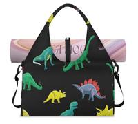 Dinosaurs Sports Duffel Bag for Women Men Colorful Dino Weekend Overnight Bag with Shoe Compartment Shoulder Tote Luggage Bag for Yoga Gym Travel