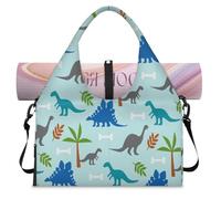 Dinosaurs Sports Duffel Bag for Women Men Cute Dino Print Weekend Overnight Bag with Shoe Compartment Shoulder Tote Luggage Bag for Yoga Gym Travel
