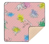 Dinosaurs Spray Paint Large Stylish Baby Playmat for Floor Waterproof Playroom Activity Mat for Babies Infants Toddlers, 50'' x 50''
