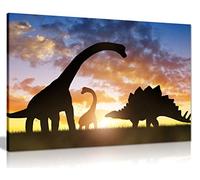 Dinosaurs Sunset Canvas Wall Art Picture Print (18x12)