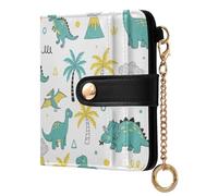 Dinosaurs Tree White Print Small Women Wallet RFID Blocking Leather Bifold Compact Card Holder with Zipper Coin Pocket Purse for Ladies Girls Women