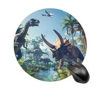 Dinosaurs Triceratops Pterosaur Mouse Pad Waterproof Non-Slip Rubber Base Round Mouse Mat Gaming Mousepad