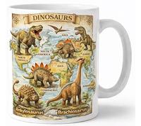 Dinosaurs World Map Educational Jurassic Creature Lover Coffee Cup Gift Mug