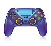 Dinosoo RGB Wireless Controller for PS5/Pro/Slim/PC, Metallic Blue with Back Paddles, Touchpad, Dual Vibration, 6-Axis Gyro, Macro, Turbo, Speaker & 3.5mm Audio