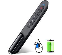 DINOSTRIKE Wireless Presenter Remote with Air Mouse Control, Rechargeable USB Presentation Clicker PPT Pointer RF 2.4GZ PowerPoint Clicker Slide Advancer for Computer Laptop Mac