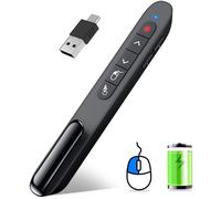 DINOSTRIKE Wireless Presenter Remote with Air Mouse Control, Rechargeable USB Presentation Clicker PPT Pointer RF 2.4GZ PowerPoint Clicker Slide Advancer for Computer Laptop Mac
