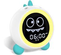 DINOTIME Kids Alarm Clock, Toddler Sleep Training Clock with Sound Machine, Night Lights, Ok to Wake Dinosaur Clock, Gift Ideas for Kids Child (Green)