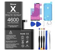 Dinow Battery for iPhone X, 4600 mAh High Capacity 0 Cycle Replacement Battery Set for X, Compatible with Model A1865, A1901, A1902, Lithium-Ion Battery for iPhone X with Repair Tools Kits