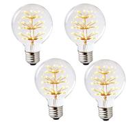 DINOWIN 4Pack Vintage LED Light Bulbs, G95 3W E27 LED Lamp Glass Retroe Bulb Edison Firework Bulbs for Christmas Party Decoration, Warm White (4pack)