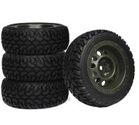DINOWIN 75mm Rubber Tires & Plastic Wheels, RC Tire Rim Accessories for 1/10 RC Road Car 1/16 RC Rally Car HSP 94123 HPI Kyo Tamiya Accessories (Dark green)