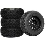 DINOWIN 75mm Rubber Tires & Plastic Wheels, RC Tire Rim Accessories for 1/10 RC Road Car 1/16 RC Rally Car HSP 94123 HPI Kyo Tamiya Accessories (Black)