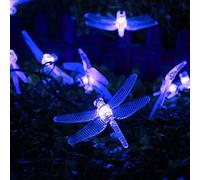 DINOWIN Dragonfly Solar String Lights Outdoor, 20ft 30 LED Waterproof Fairy Lights Decorative Lighting for Indoor/Outdoor Home Garden Lawn Fence Patio Party and Holiday Decorations (Blue)
