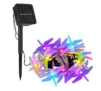 DINOWIN Dragonfly Solar String Lights Outdoor, 20ft 30 LED Waterproof Fairy Lights Decorative Lighting for Indoor/Outdoor Home Garden Lawn Fence Patio Party and Holiday Decorations (Multicolor)