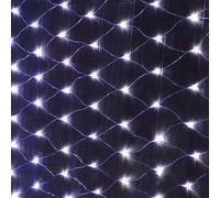 DINOWIN Garden Net Lights Battery Operated 1.5x1.5M 96LED Waterproof Net Mesh String Lights 8 Modes Fairy Lights for Indoor Outdoor Christmas Tree Bush Garden Backyard Décor (White)