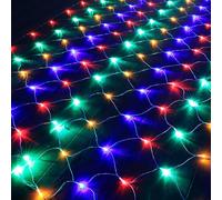 DINOWIN Garden Net Lights Battery Operated 2x3M 192LED Waterproof Net Mesh String Lights 8 Modes Fairy Lights for Indoor Outdoor Christmas Tree Bush Garden Backyard Décor (Multicolor)