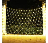 DINOWIN Garden Net Lights Battery Operated 2x3M 192LED Waterproof Net Mesh String Lights 8 Modes Fairy Lights for Indoor Outdoor Christmas Tree Bush Garden Backyard Décor (Warm White)