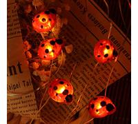 DINOWIN Ladybird Solar Fairy Lights, Waterproof 30LED Ladybugs Insect String Light Beetle DIY Fairy Lights Decoration for Christmas, Ornament, Garden, Fence, Patio, Yard