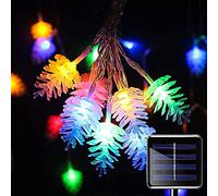 DINOWIN Solar Garden Lights 30 LED Christmas Lights Solar Pine Cone String Lights Decorative Lights Waterproof Outdoor Festoon Lights for Wedding Party Festival (Multicolor)